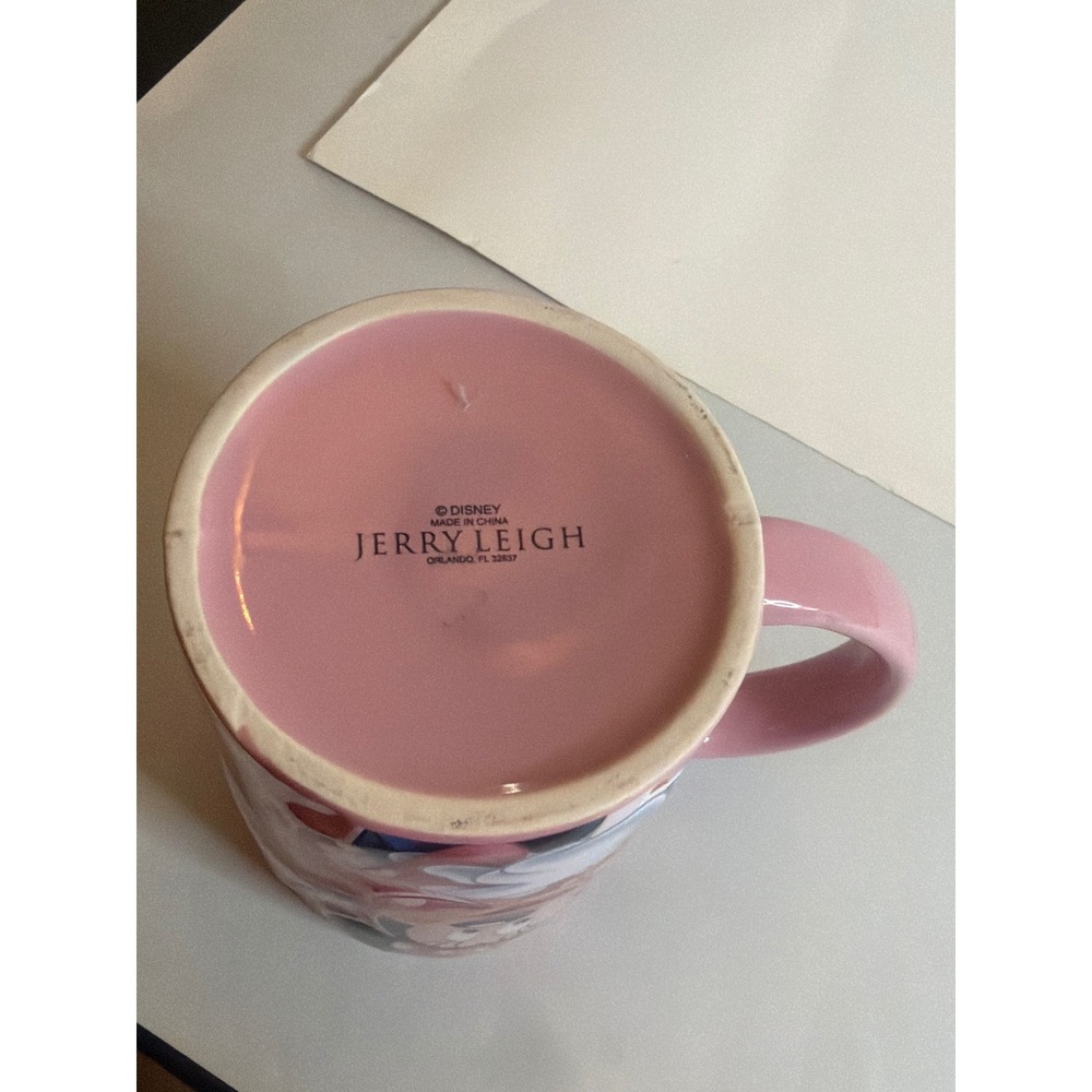 Disney Minnie Mouse Pink Coffee Mug Jerry Leigh Oh My Love Polka Dot Ceramic Cup - Picture 7 of 10